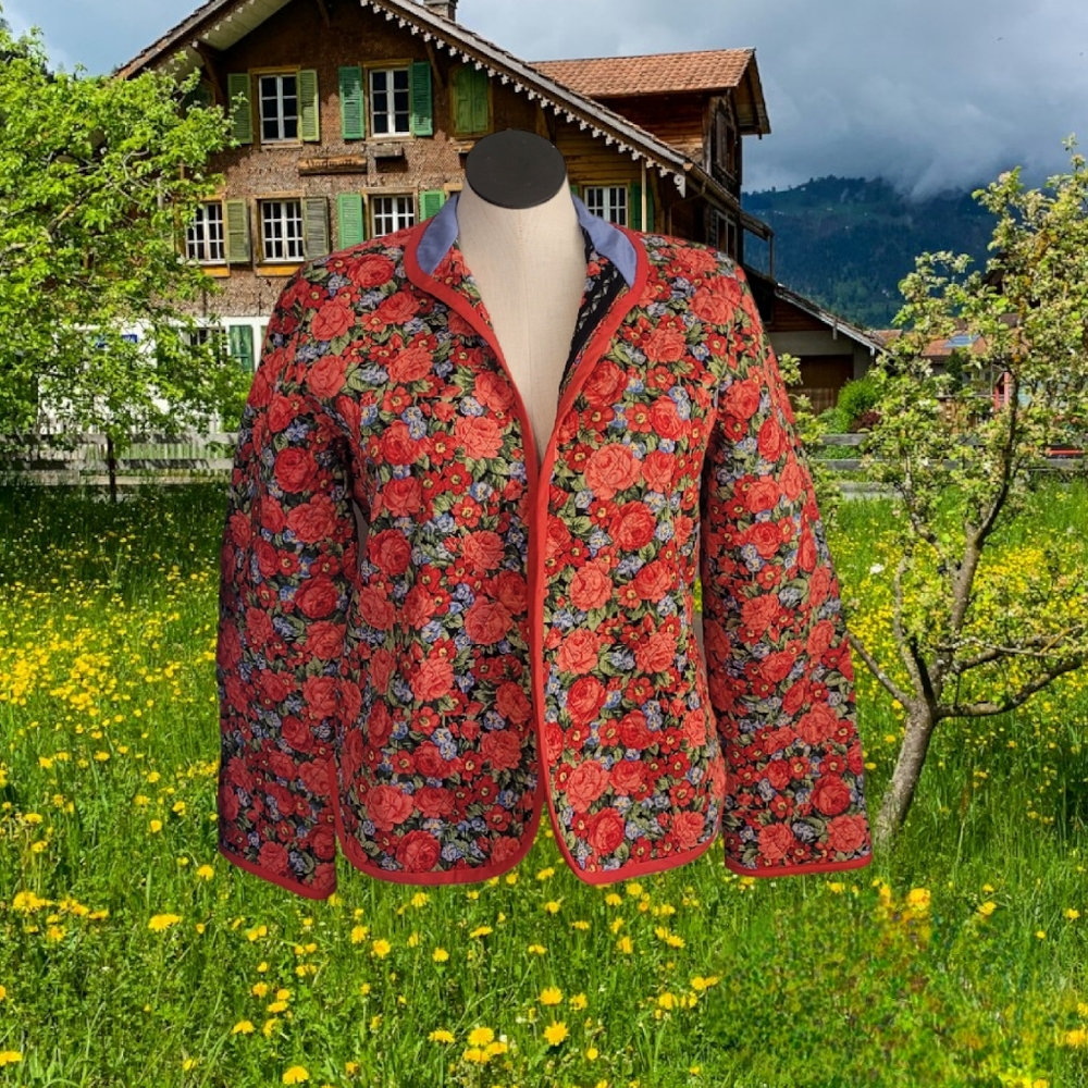 Handmade Rose Floral Quilted Jacket